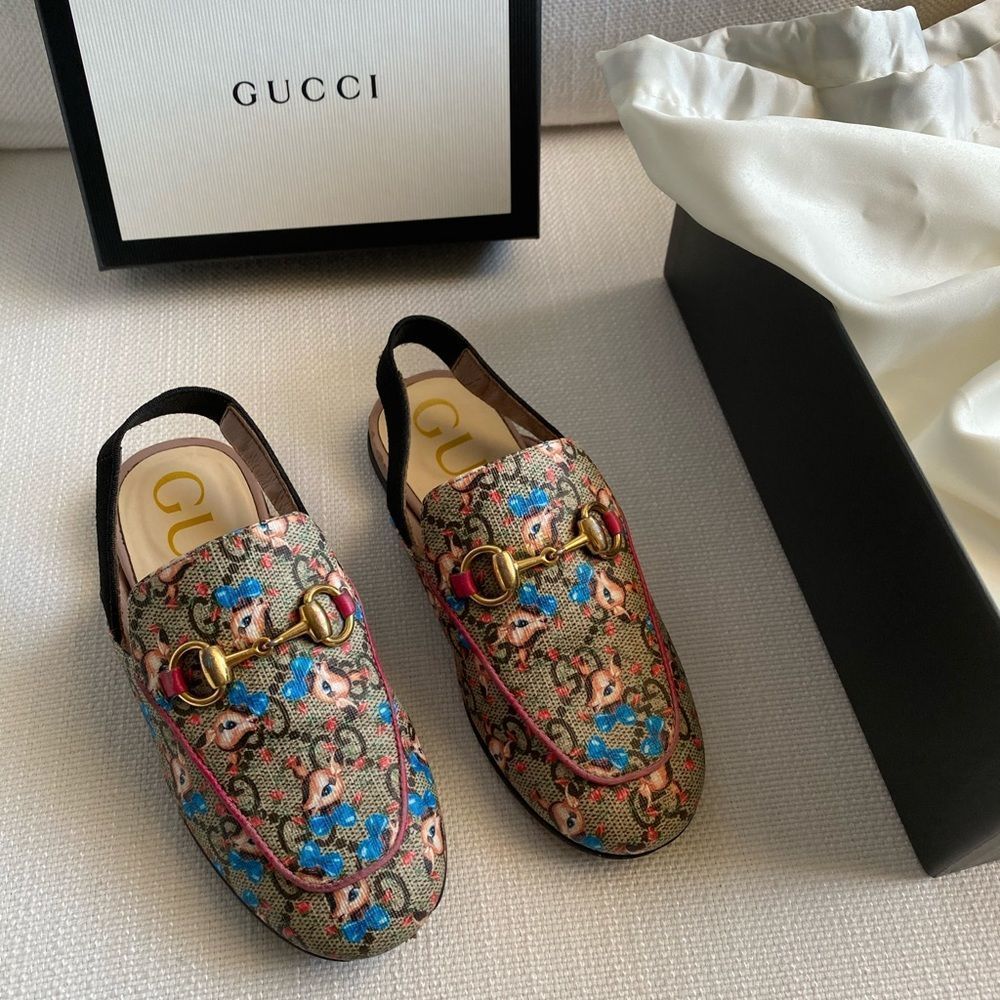Gucci kids fawn mules size 28 US 11